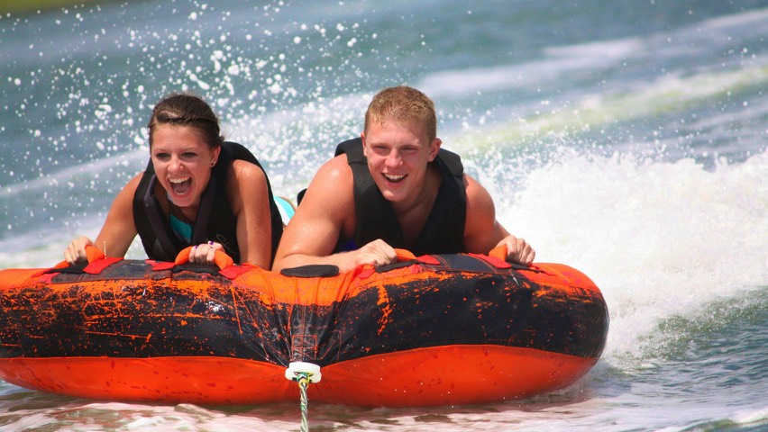 Two people tubing in Hilton Head Island